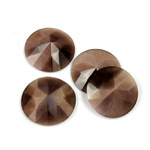 Fiber-Optic Flat Back Cabochon - Rauten Rose Round 15MM CAT'S EYE BROWN