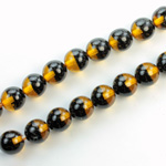 Czech Pressed Glass Bead - Smooth 2-Color Round 08MM DYED SMOKE TOPAZ BLACK