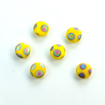 Glass Low Dome Buff Top Cabochon - Peacock Round 07MM MATTE YELLOW