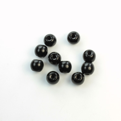 Czech Pressed Glass Large Hole Bead - Round 06MM JET