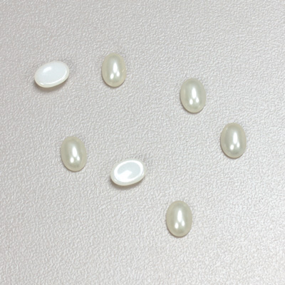 Glass Medium Dome Cabochon Pearl Spray Finish - Oval 07x5MM WHITE