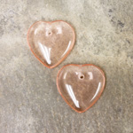 Czech Pressed Glass Pendant - Smooth Puff Heart 15MM ROSALINE