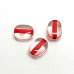 Plastic Bead - Color Lined Smooth Flat Keg 13x10MM CRYSTAL RED LINE