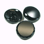 Glass Button - Cut & Polished Top Round 22.5MM JET