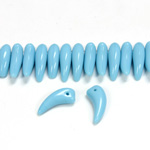 Czech Pressed Glass Bead -Tiger Tooth 06x16MM LT BLUE TURQUOISE
