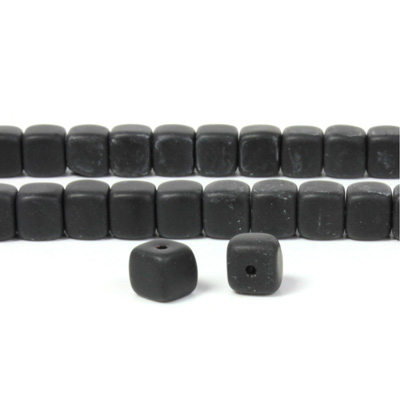 Czech Pressed Glass Bead - Cube 05x7MM MATTE JET