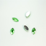 Plastic Flat Back Foiled Rose Cut Rhinestone - Navette 08x4MM PERIDOT