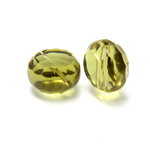 Chinese Cut Crystal Bead - Round Disc Side Drilled 10MM OLIVINE