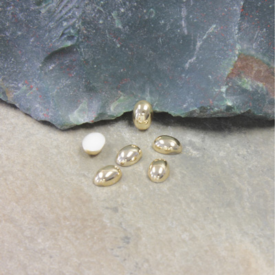German Plastic Cabochon Vacuum Coated - Oval 06x4MM GOLD