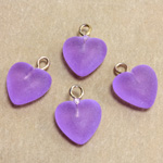 Plastic Pendant - Puff Heart with Brass Loop 11MM Matte LT AMETHYST