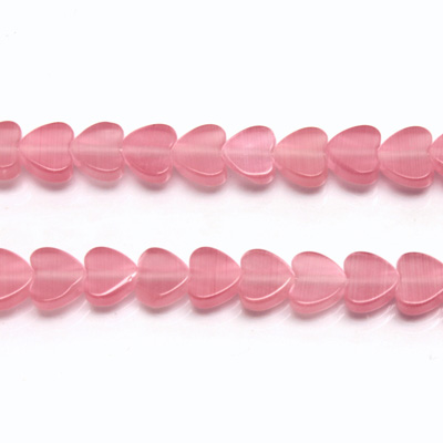 Fiber Optic Synthetic Cat's Eye Bead -  Flat Top Heart 06MM CAT'S EYE LT PINK
