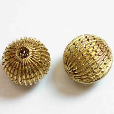 Brass Corrugated Bead - Fancy Pierced Round 20MM RAW