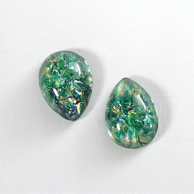 Glass Medium Dome Lampwork Cabochon - Pear 18x13MM GREEN OPAL (02420)