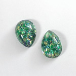 Glass Medium Dome Lampwork Cabochon - Pear 18x13MM GREEN OPAL (02420)