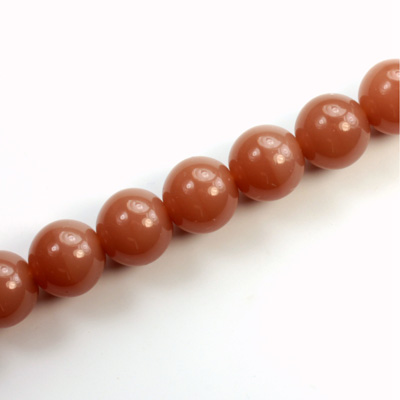 Czech Pressed Glass Bead - Smooth Round 10MM LT CORNELIAN