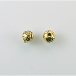 Metalized Plastic Engraved Bead - Rosebud  Round 06MM ANTIQUE GOLD