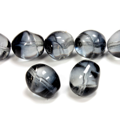 Czech Pressed Glass Bead - Baroque Oval 13x11MM GREY-CRYSTAL 69011