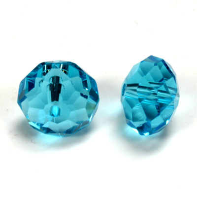 Chinese Cut Crystal Bead - Rondelle 09x12MM AQUA