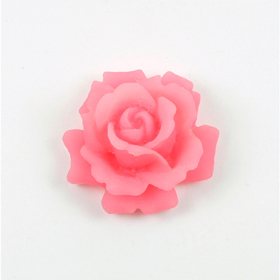 Plastic Carved No-Hole Flower - Rose 33x20MM TRANS MATTE PINK