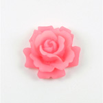 Plastic Carved No-Hole Flower - Rose 33x20MM TRANS MATTE PINK