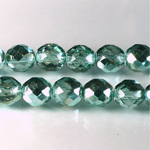 Czech Glass Fire Polish Bead - Round 10MM 1/2 Coated CRYSTAL/AQUA