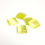 Fiber-Optic Flat Back Buff Top Straight Side Stone - Square 10x10MM CAT'S EYE YELLOW