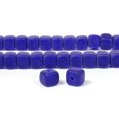 Czech Pressed Glass Bead - Cube 05x7MM MATTE COBALT