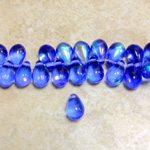 Czech Pressed Glass Pendant - Smooth Drop 9x6MM SAPPHIRE AB