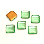 Glass Low Dome Foiled Cabochon - Square Antique 10x10MM PERIDOT