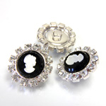 Czech Rhinestone Button - Round 20MM CRYSTAL-SILVER