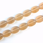 Czech Pressed Glass Bead - Flat Oval 12x9MM MATTE SMOKE TOPAZ