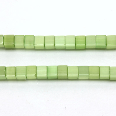 Fiber-Optic Synthetic Bead - Cat's Eye Cube Smooth 04x4MM CAT'S EYE LT GREEN