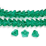 Czech Pressed Glass Bead - Tulip 06x8MM EMERALD