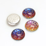 Glass Medium Dome Snakeskin Mosaic Cabochon - Round 13MM HELIO BLUE