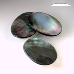 Shell Flat Back Cabochon - Oval 25x18MM BLACK TAHITI PEARL