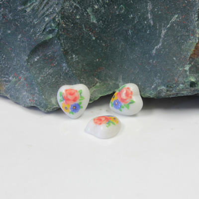 Japanese Glass Porcelain Decal Painting - Flowers Heart 07.5MM MULTI (Style A) ON CHALKWHITE