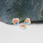 Japanese Glass Porcelain Decal Painting - Flowers Heart 07.5MM MULTI (Style A) ON CHALKWHITE