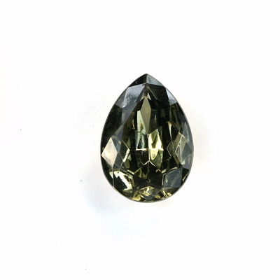 Glass Point Back Foiled Tin Table Cut (TTC) Stone - Pear 15x11MM BLACK DIAMOND