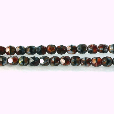 Czech Glass Fire Polish Bead - Round 04MM TIGEREYE RED