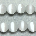 Fiber-Optic Synthetic Bead - Cat's Eye Smooth Round 12MM CAT'S EYE WHITE