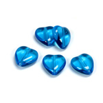 Czech Pressed Glass Bead - Smooth Heart 12x11MM AQUA