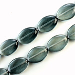 Czech Pressed Glass Bead - Flat Oval 16x11MM GREY-CRYSTAL 69011