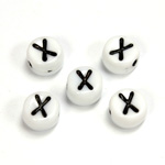 Czech Pressed Glass Engraved Bead - Alphabet 6MM BLACK ON WHITE