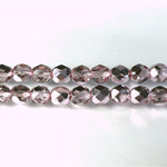 Czech Glass Fire Polish Bead - Round 06MM 1/2 Coated CRYSTAL/LT PINK
