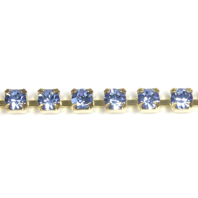 Preciosa Crystal Rhinestone Cup Chain - PP18 (SS8.5) LT SAPPHIRE-GOLD