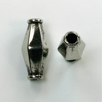Metalized Plastic Faceted Bead - Bicone 23x9MM ANT SILVER