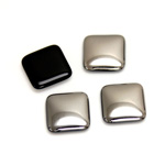 Glass Low Dome Cabochon - Square Antique 12x12MM Metallic Coated HEMATITE