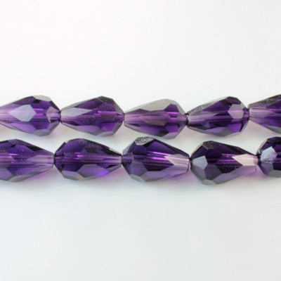 Chinese Cut Crystal Bead - Pear 13x9MM DARK AMETHYST