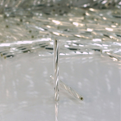 Czech Glass Bugle Bead Twisted 25MM CRYSTAL SL 78102