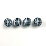Czech Glass Lampwork Bead - Round 08MM MONTANA WHITE SWIRL SILVER LINE 30385
